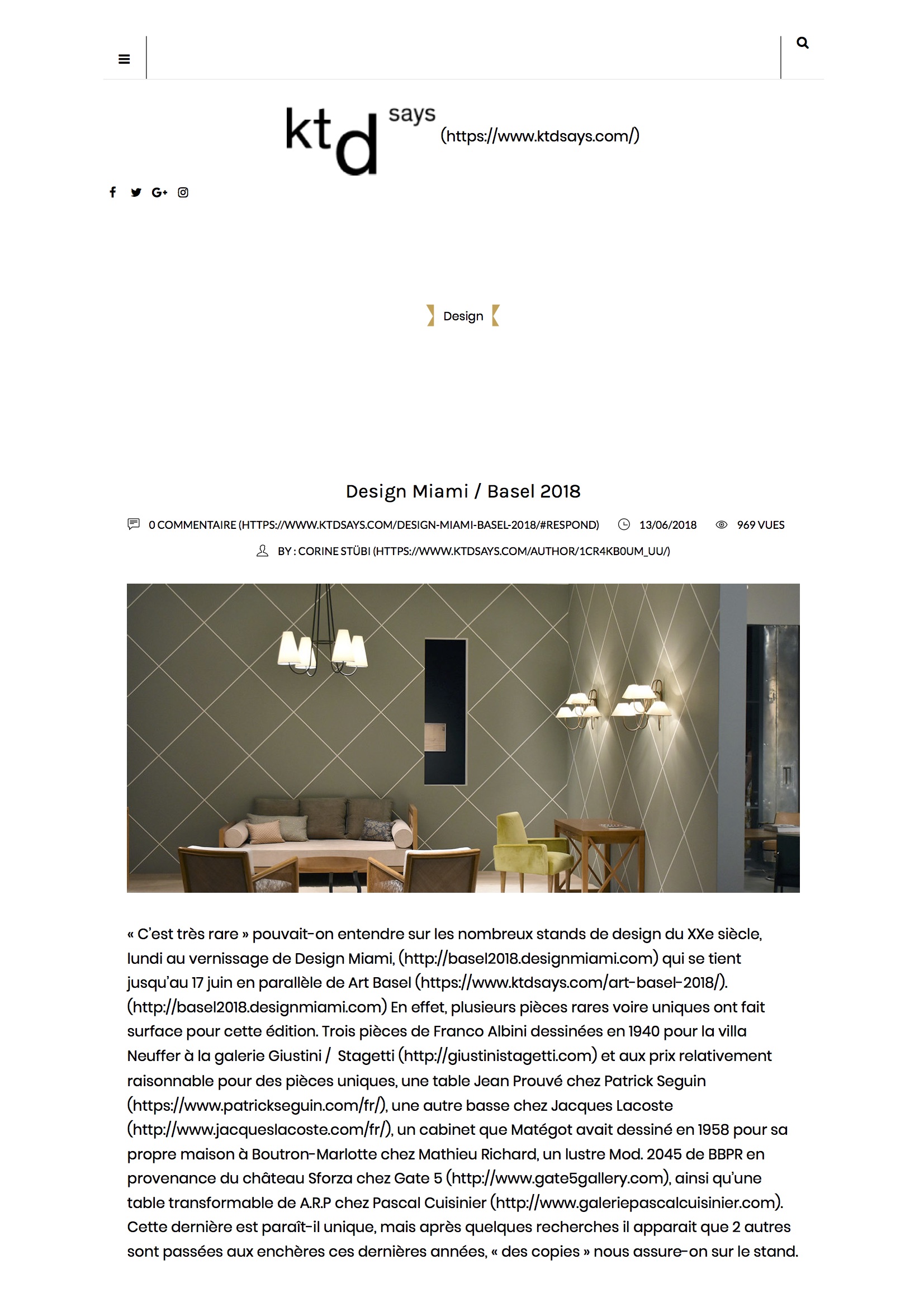 Ktdsays – Design Miami/Basel 2018